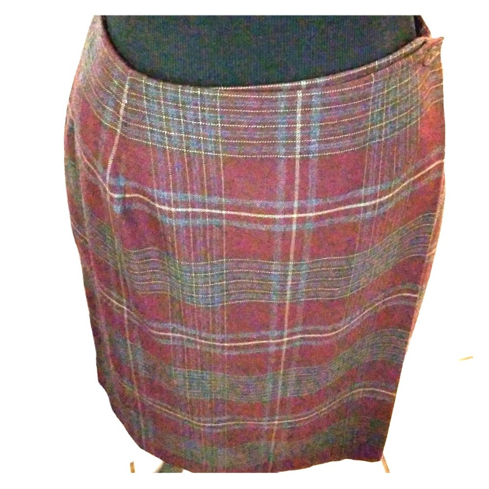 NEW W/TAG CHARTER CLUB BORDEAUX PLAID SKIRT